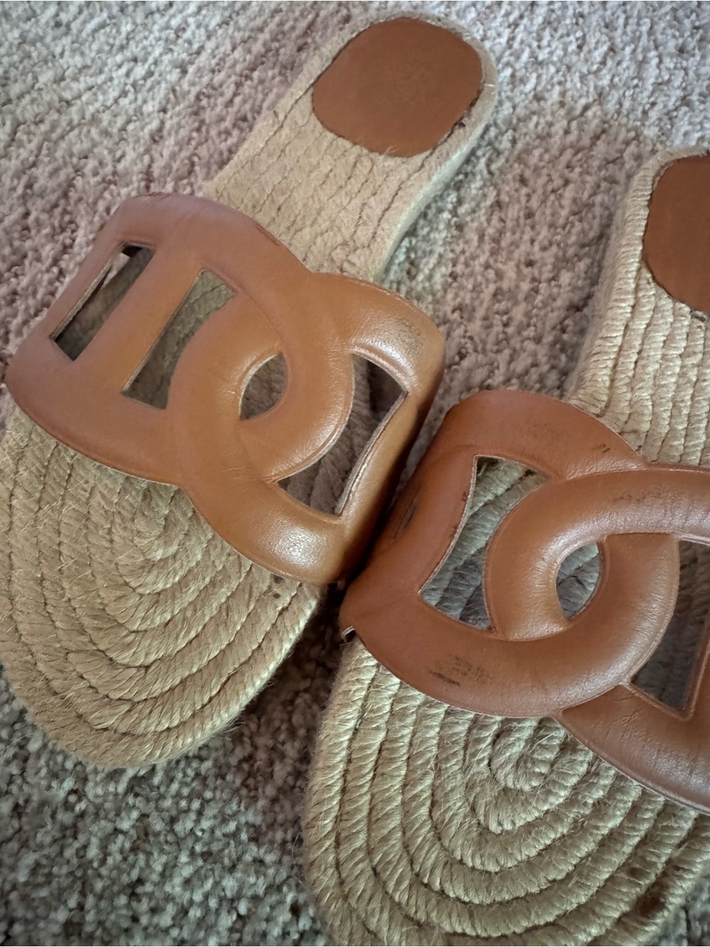Hermes Brown Leather Espadrille Slide Sandals - Picture 6 of 8